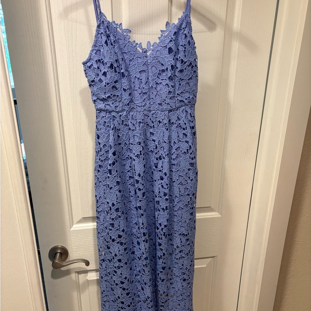 Astr Lace Detail Spaghetti Strap Dress in Periwinkle